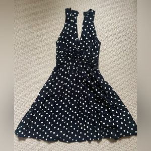 Zara Black and White Polkadot A-Line Flare Dress Size Extra Small (XS)
